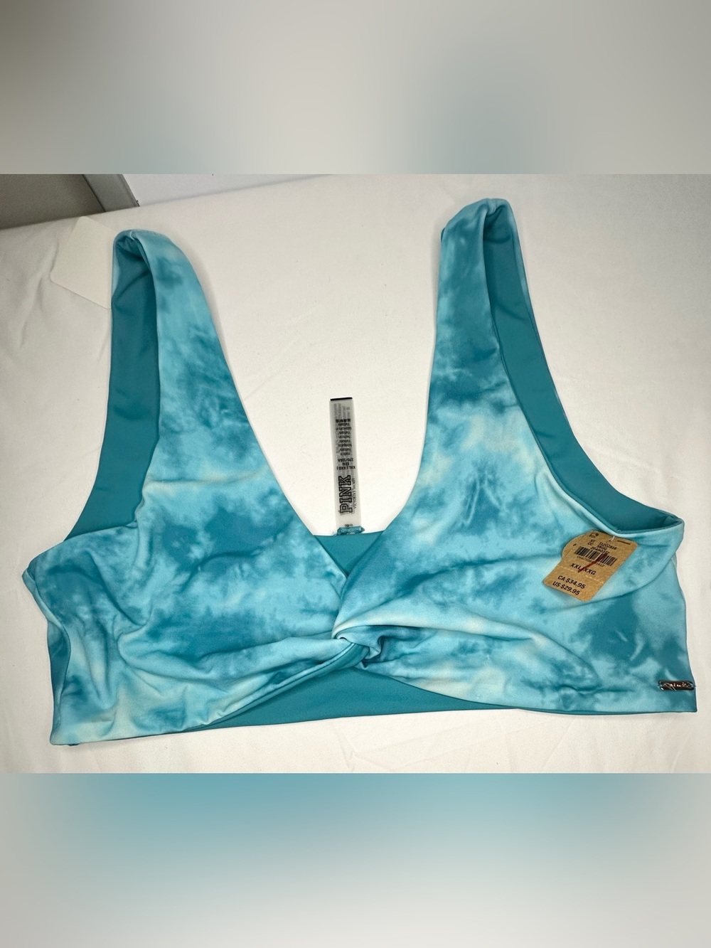 VICTORIA'S SECRET PINK Swim Reversible Mini Bikini Top Blue Tie Dye